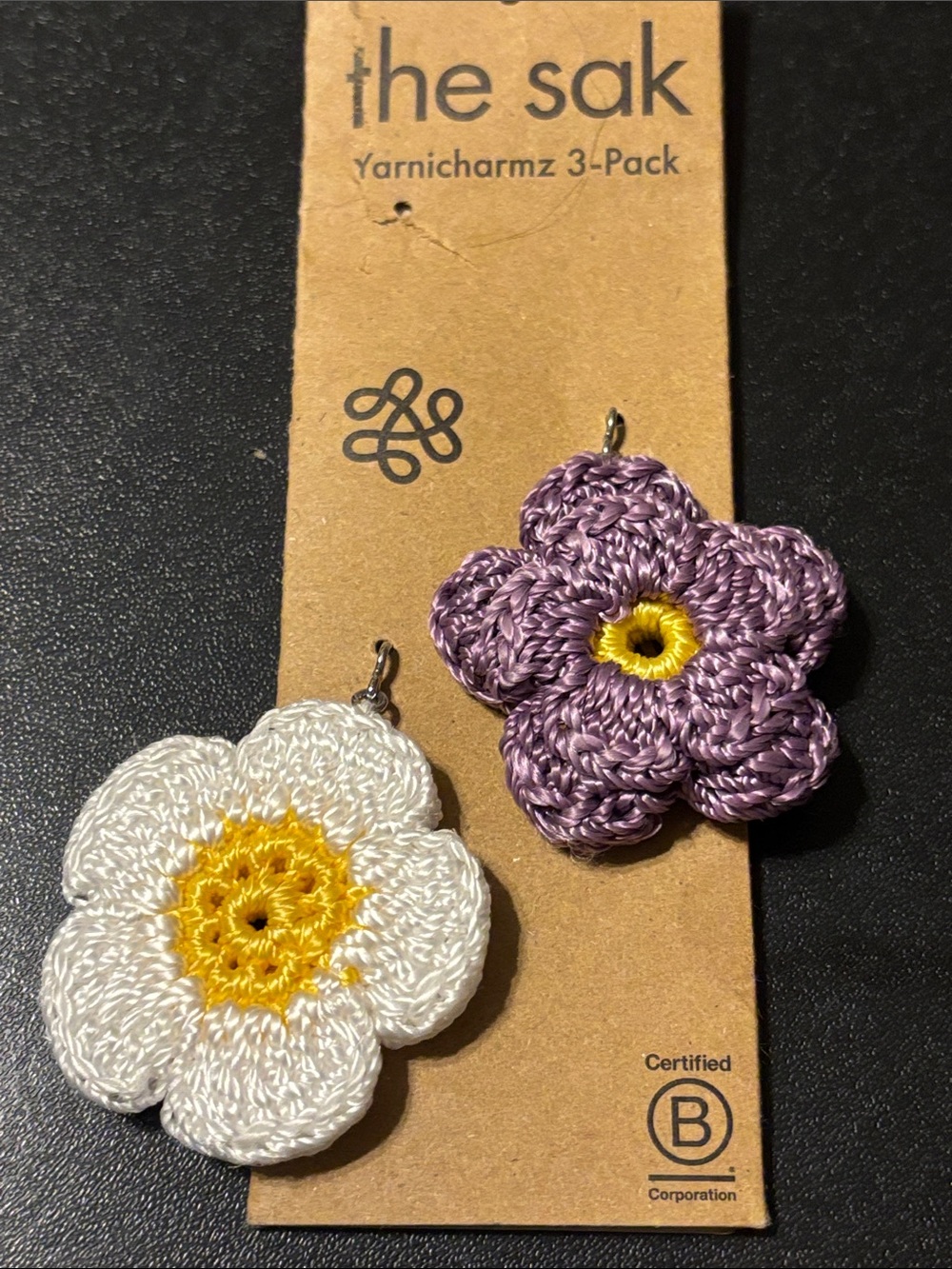 the sak Crochet Flower Charm Set - White, Lavender & Yellow